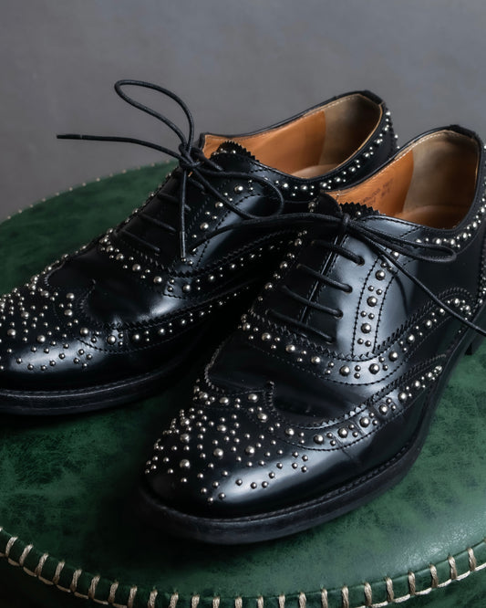 "Church’s" Silver stud design wingtip derby shoes