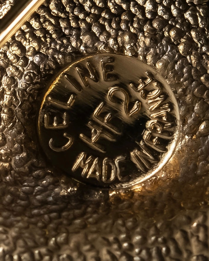"CELINE" Quilted plate design gold brooch