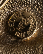 "CELINE" Quilted plate design gold brooch