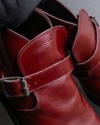 "tricot COMME des GARCONS"
 Belted heel leather pumps