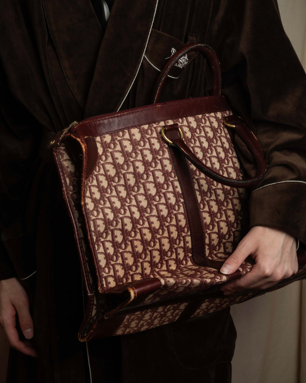 "Christian Dior" Trotter monogram jacquard boston bag