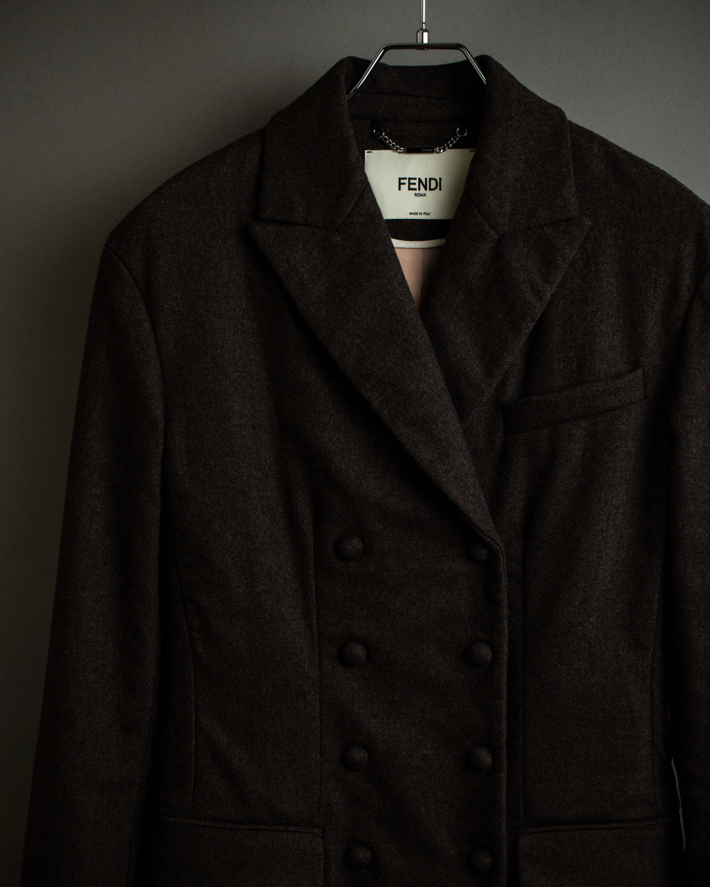 "FENDI" Double-breasted heavy duty wool flannel jacket