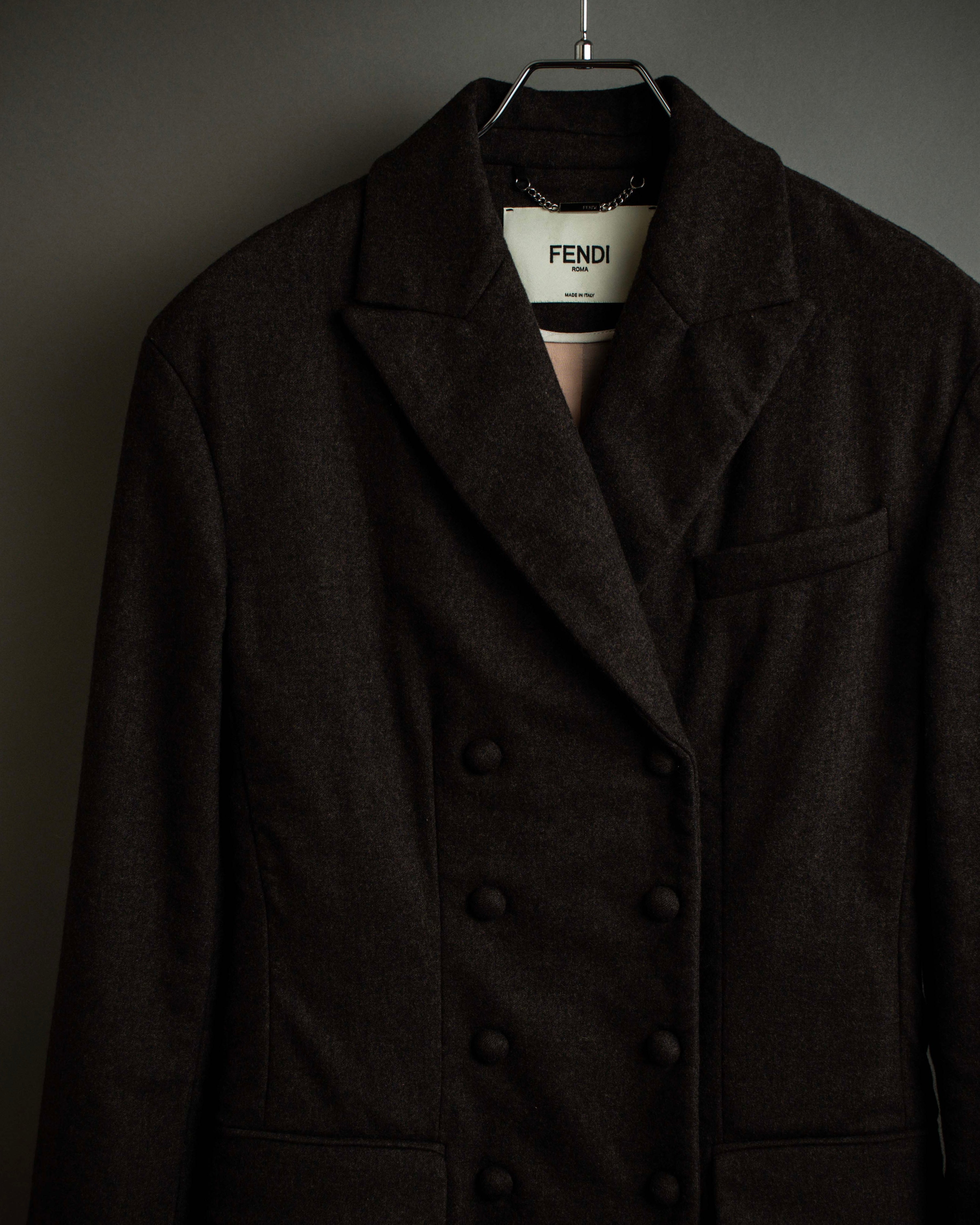 "FENDI" Double-breasted heavy duty wool flannel jacket