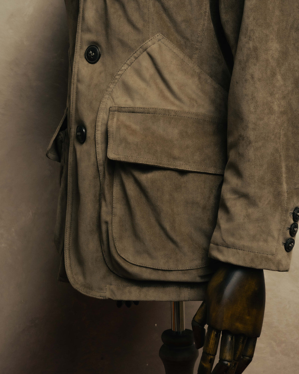 “GIORGIO ARMANI” 90’s-00’s Suede-effect multi-pocket tailored field jacket