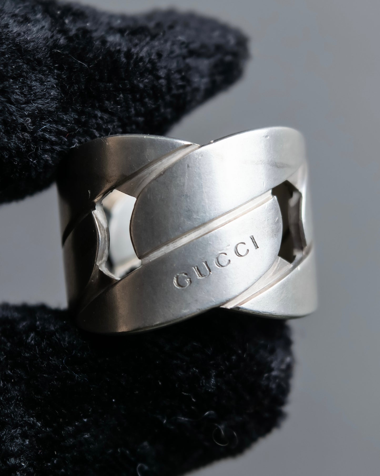 "GUCCI" Braided twisted chain motif silver 925 ring