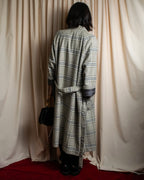 "PIERRE BALMAIN" Glen check belted gown coat