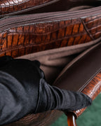 "Furdi" Crocodile embossed leather handbag