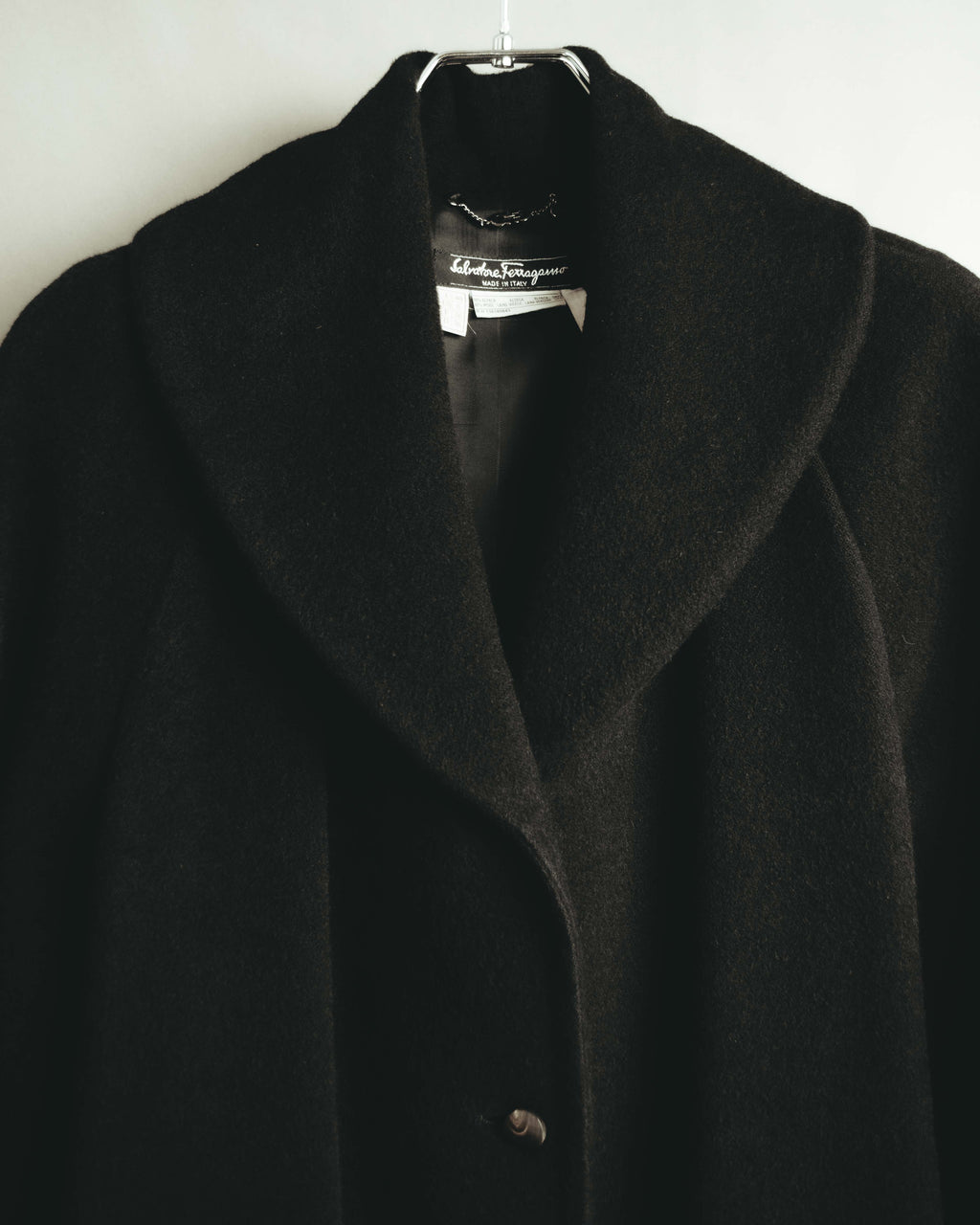 -SPECIAL- "Salvatore Ferragamo" 90's-00's Alpaca wool oversized shawl collar long coat