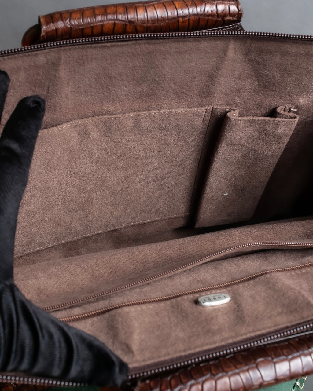 "Furdi" Crocodile embossed leather handbag