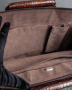 "Furdi" Crocodile embossed leather handbag