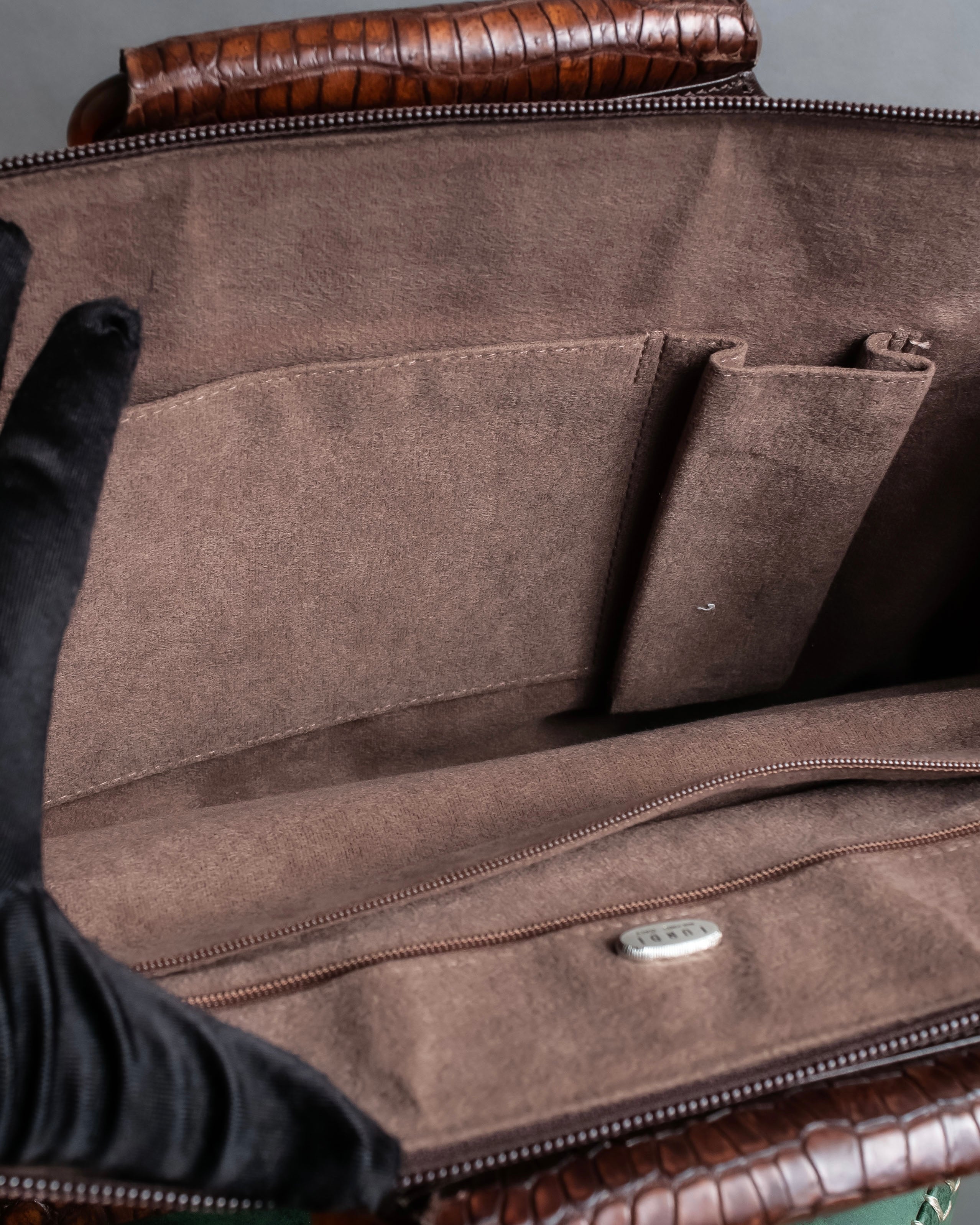 "Furdi" Crocodile embossed leather handbag