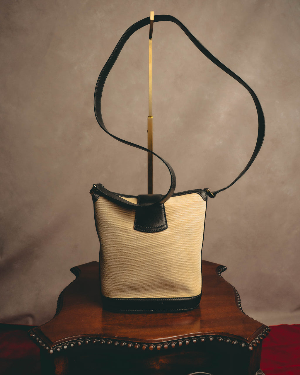 "Tiffany & Co." Vintage two tone canvas and leather shoulder bag