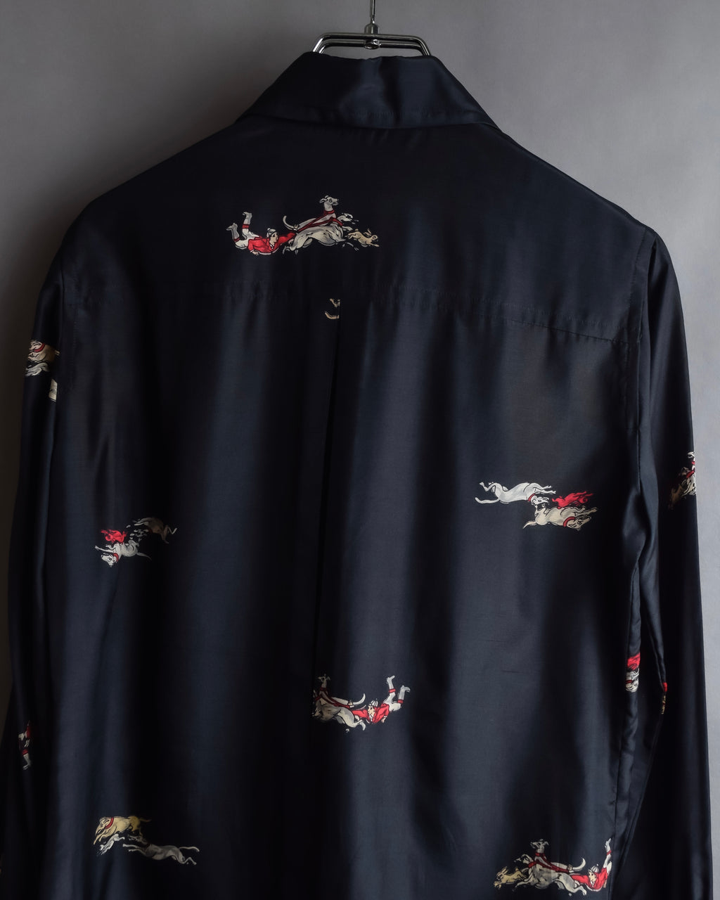 "Christian Dior" Hand painted greyhound motif silk blouse