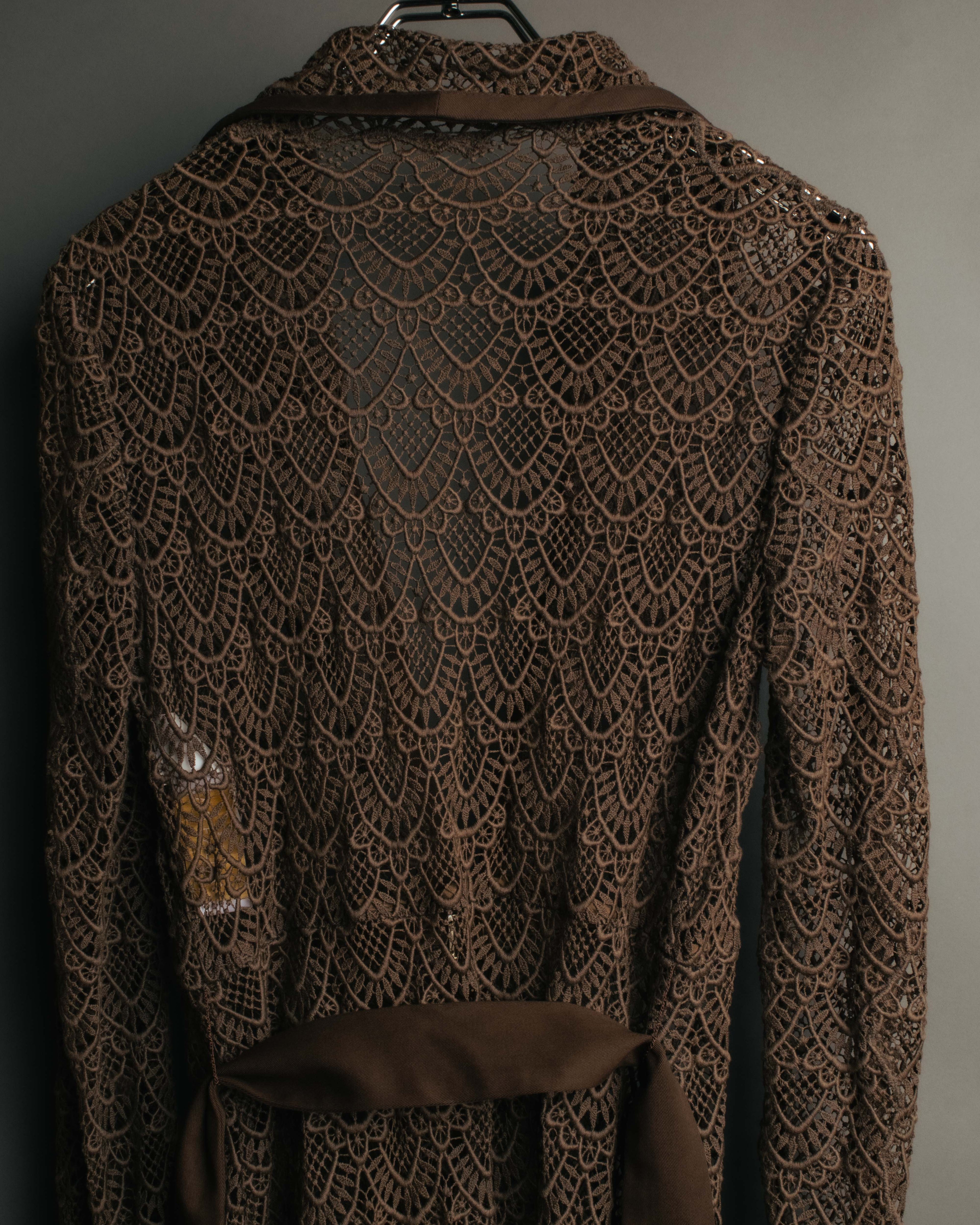 -SPECIAL- “VALENTINO ROMA” 1998-2008 Lace belted sheer coat dress
