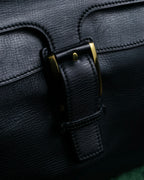 "GUCCI" Double flap design grained leather one-handle bag