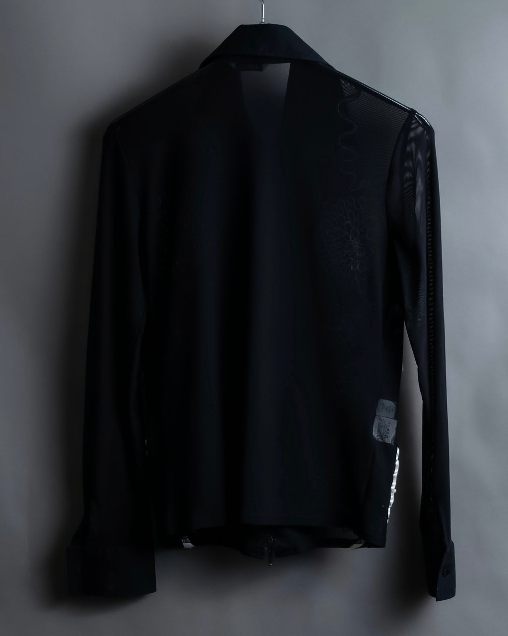 Vintage double zip ribbon flower design sheer jacket