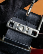 "KATHARINE HAMNETT" Vintage aged silver buckle leather belt