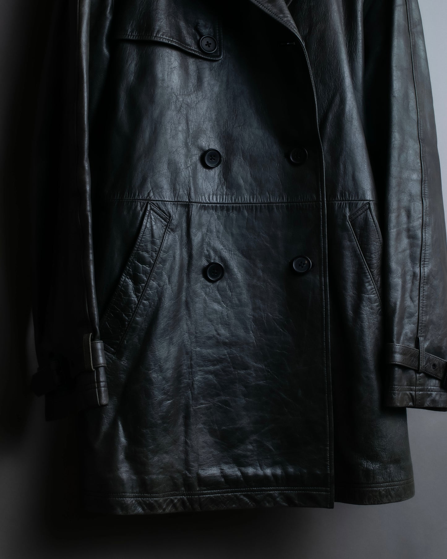 "PAUL SMITH" Military detail double-breasted sheepskin leather coat