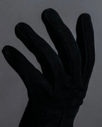 "HERMES" Silver buckle design suede leather gloves