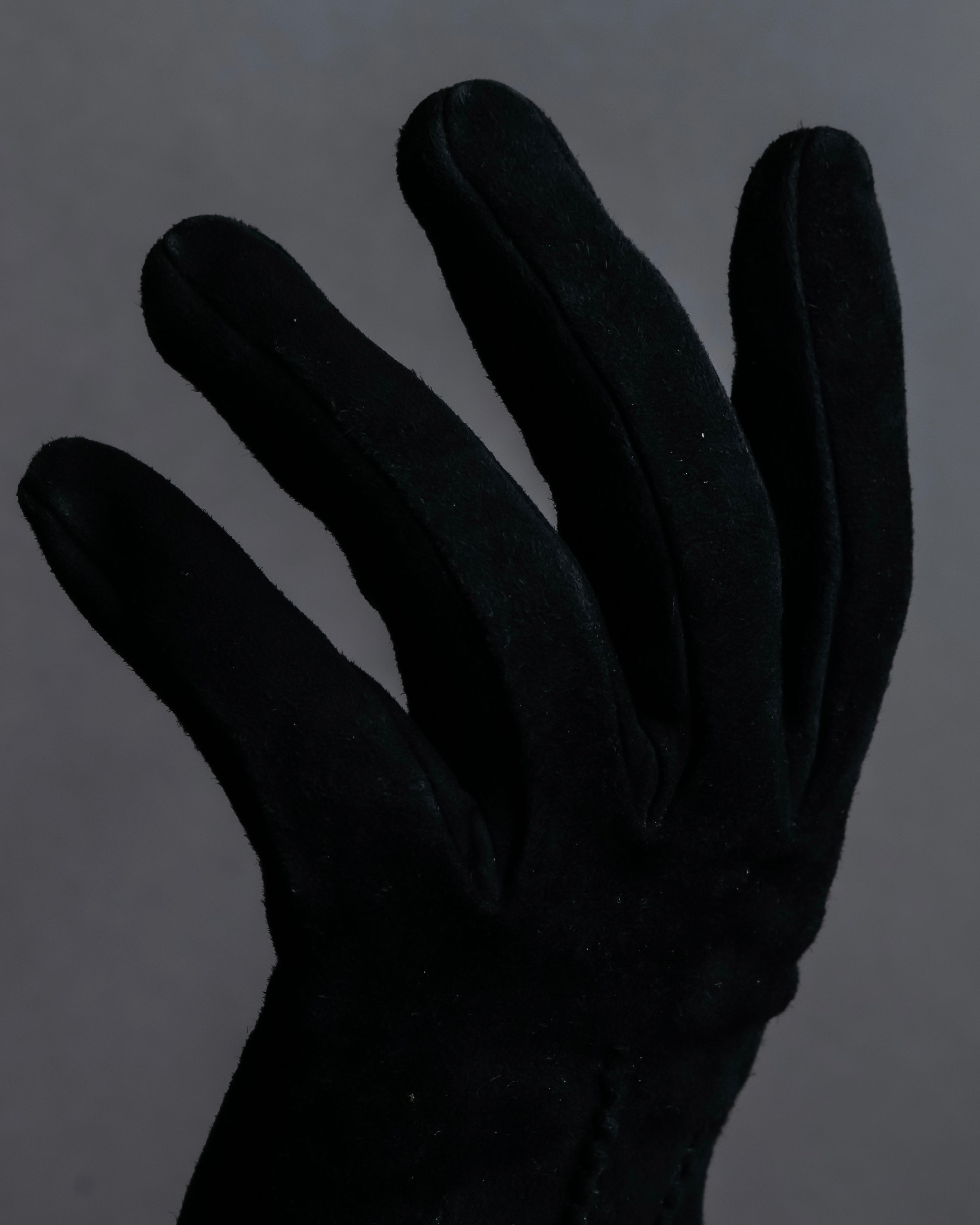 "HERMES" Silver buckle design suede leather gloves