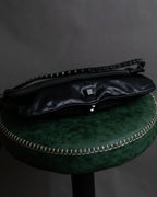 "DIESEL" Silver stud design leather one shoulder bag