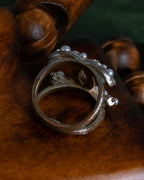 "CHANEL" Coco mark motif pearl strass design ring