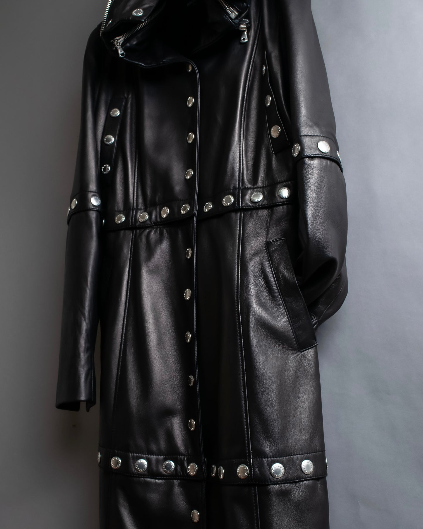 "Dolce & Gabbana" Silver stud design leather 2way coat