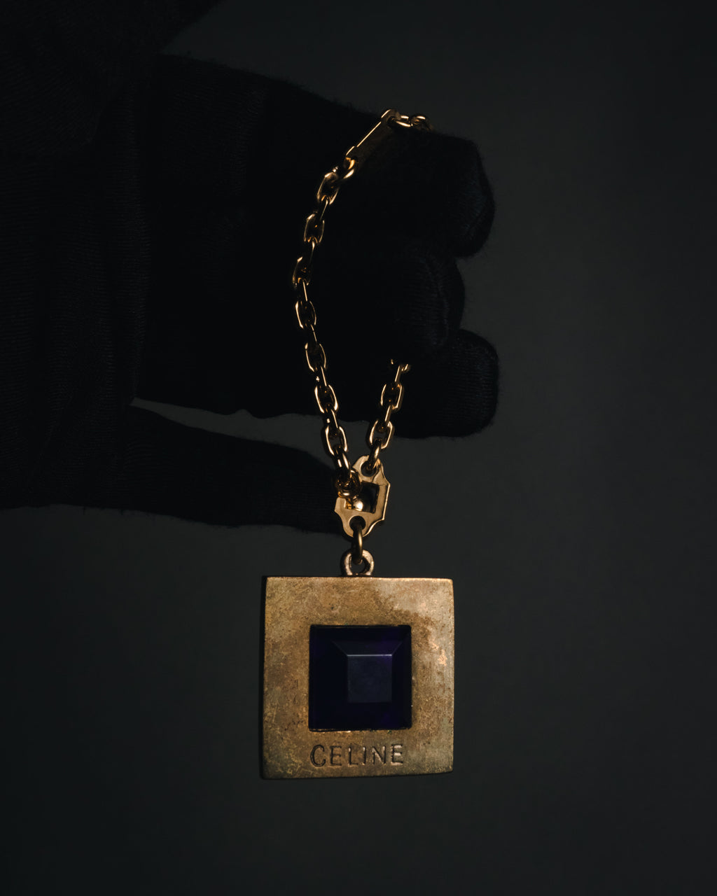 "CELINE" 80’s-90’s square stone pendant charm