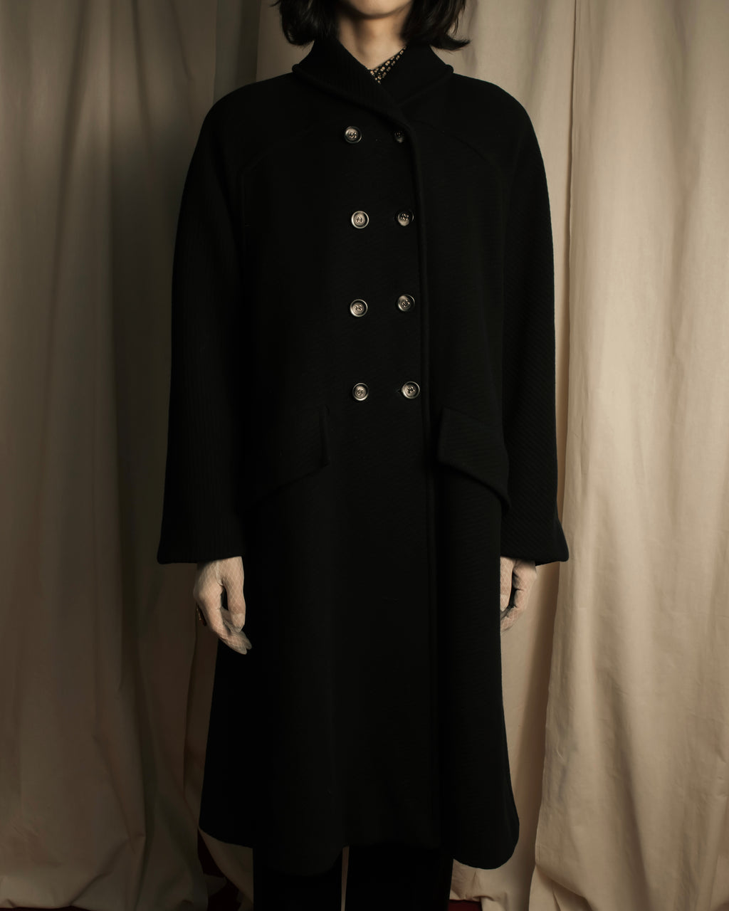 "Valentino Garavani"Shawl collar A-line silhouette long coat