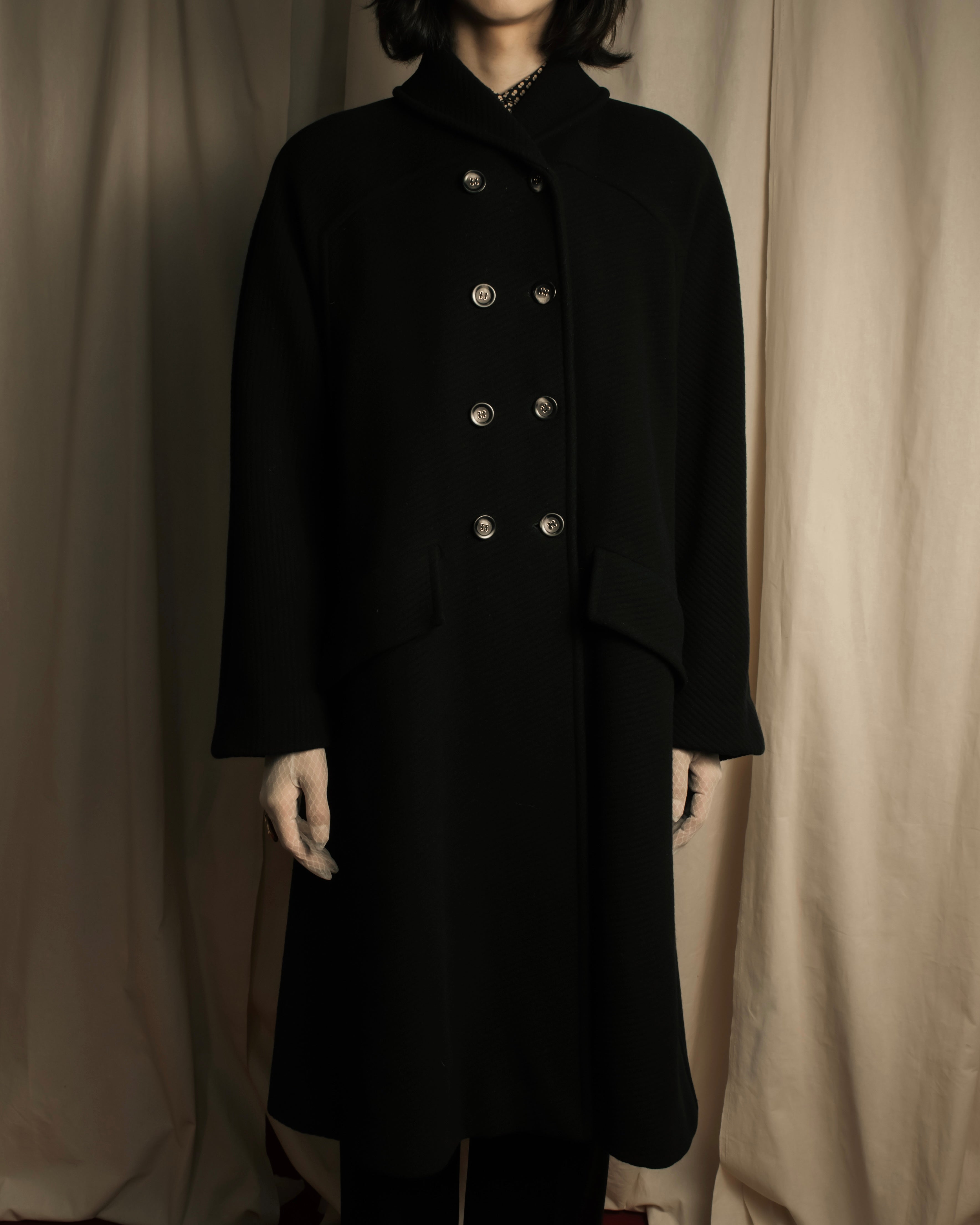 "Valentino Garavani"Shawl collar A-line silhouette long coat