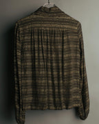 "Christian Dior" 80's-90's Lurex striped pussy-bow sheer blouse