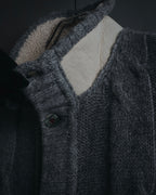 "H953" Shearling-collared cable-knit jacket