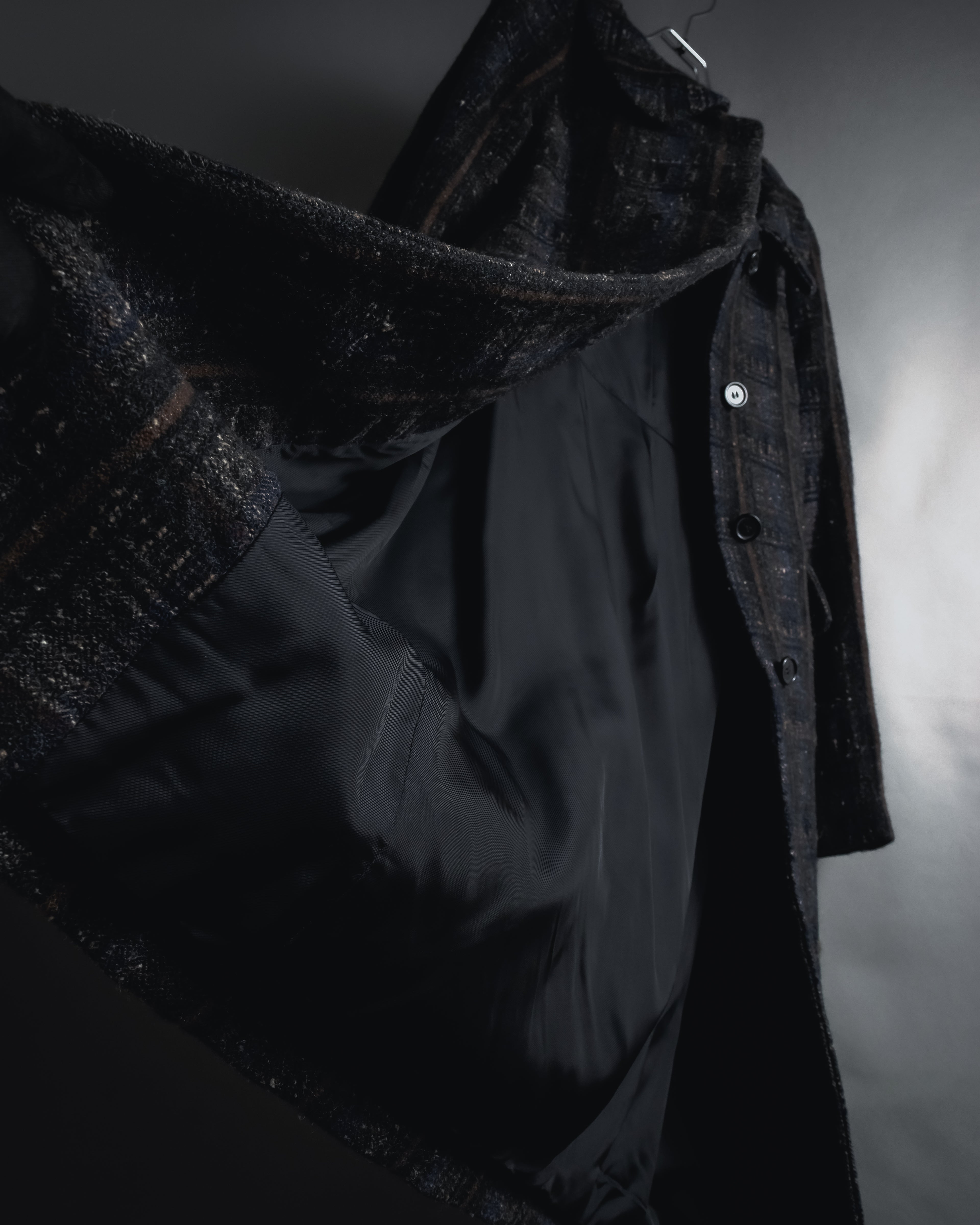 "MARNI" 90’s-00’s Textured plaid wool blend coat