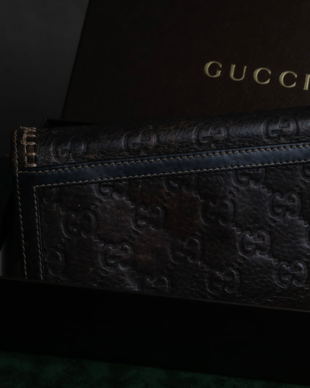 "GUCCI" GG mark embossed leather horsebit long wallet