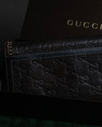 "GUCCI" GG mark embossed leather horsebit long wallet