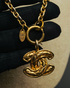 -SPECIAL- “CHANEL” 80’s-90’s Quilted cc pendant chain necklace