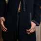 "Karl Lagerfeld" Front ribbon design separate fabric switching long tailored jacket