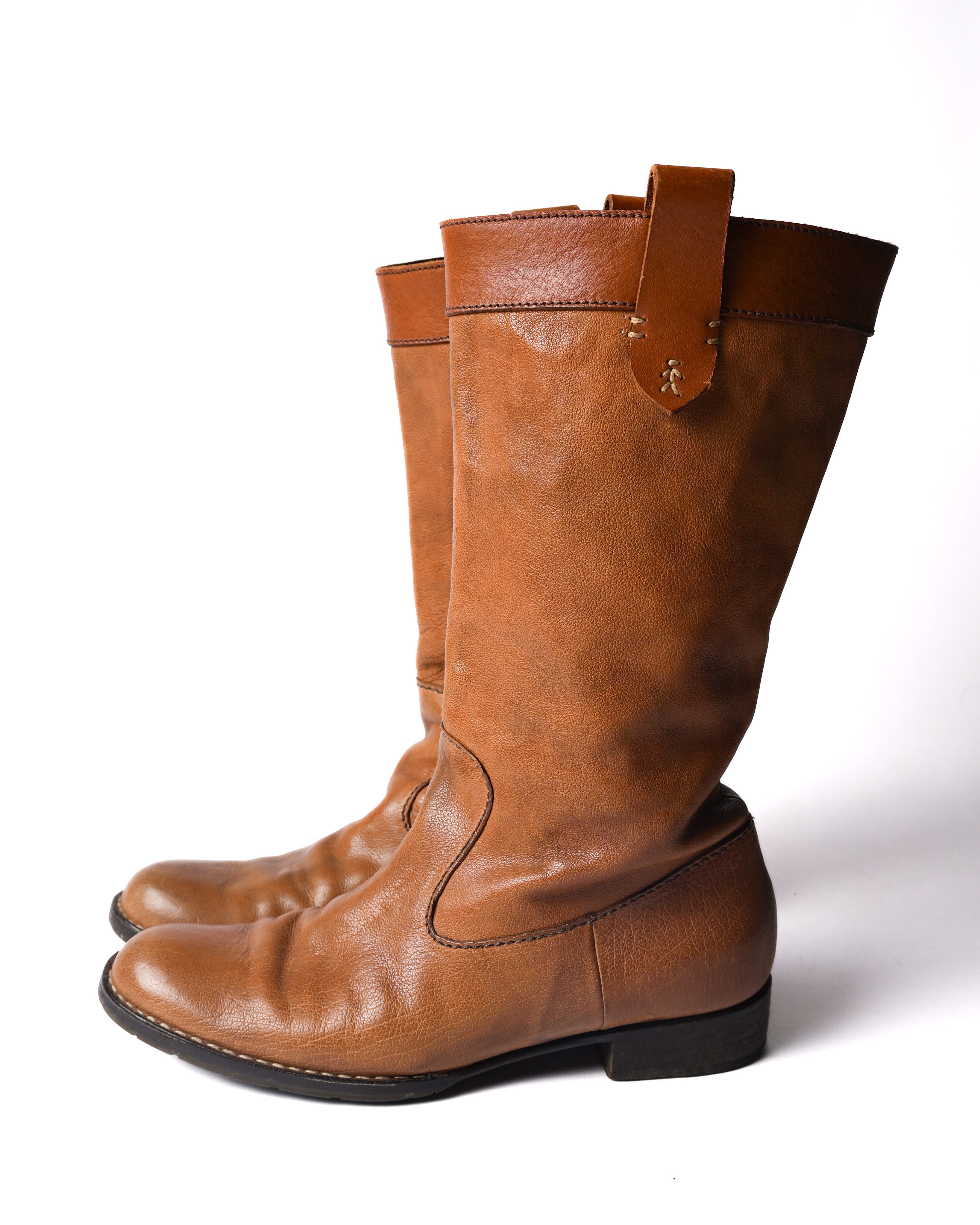 HENRY BEGUELIN/ Western Detailed Long Leather Boots