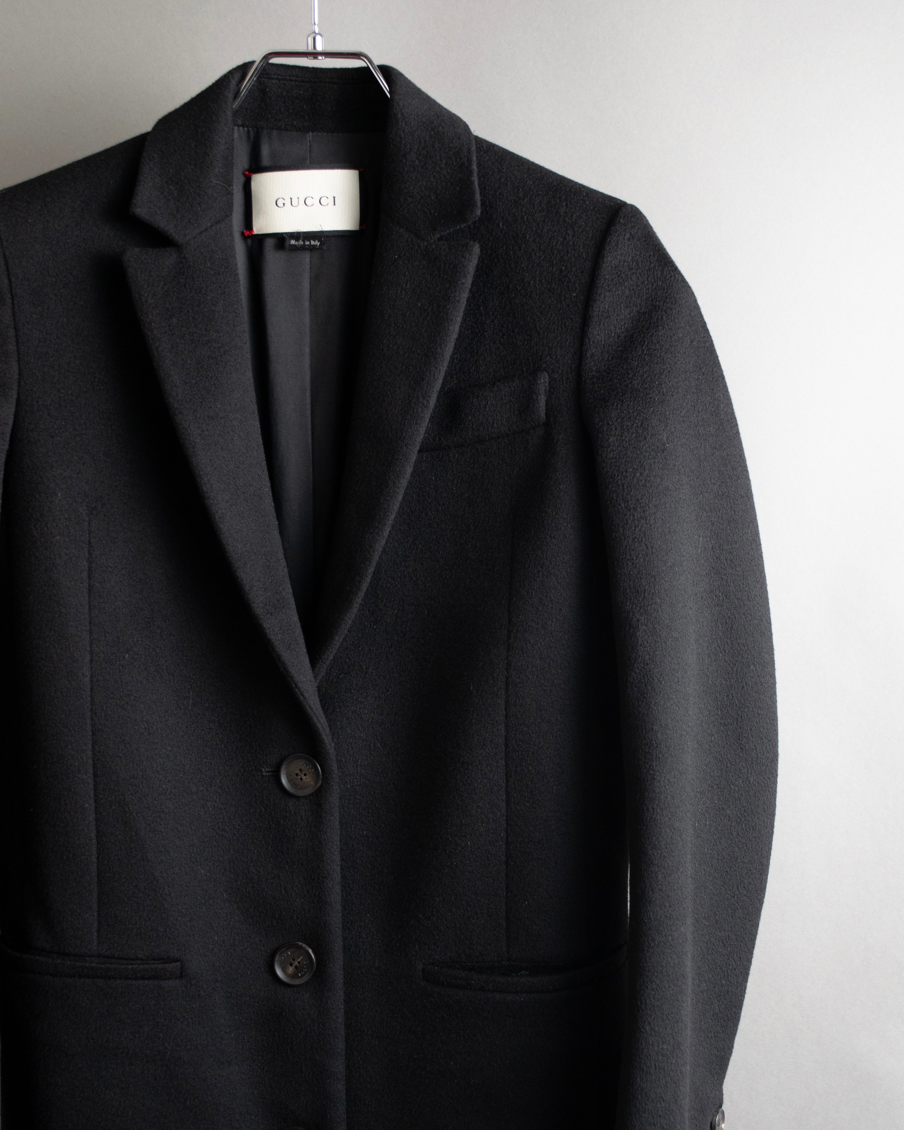 "GUCCI" Michele period linear silhouette wool chester coat