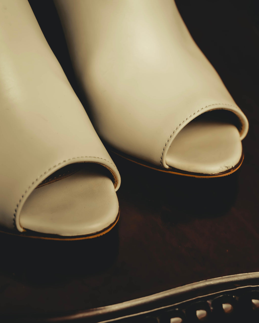“Sergio Rossi” White open-toe heeled mules