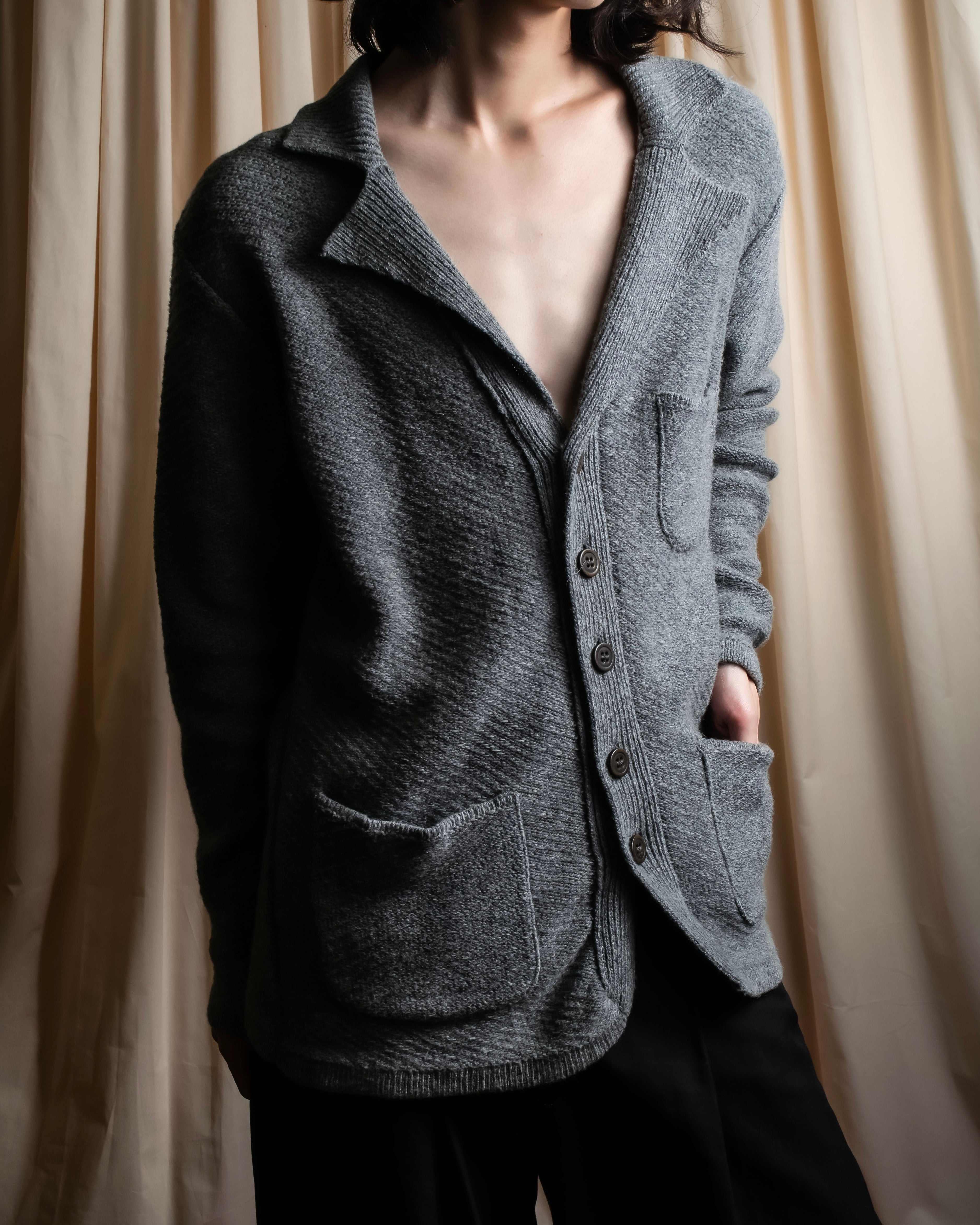 "OUR LEGACY" Patch pocket design lambswool knit jacket