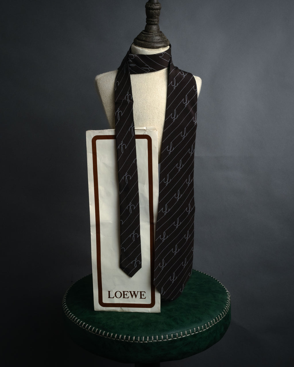 “LOEWE” 2000’s Script monogram silk tie