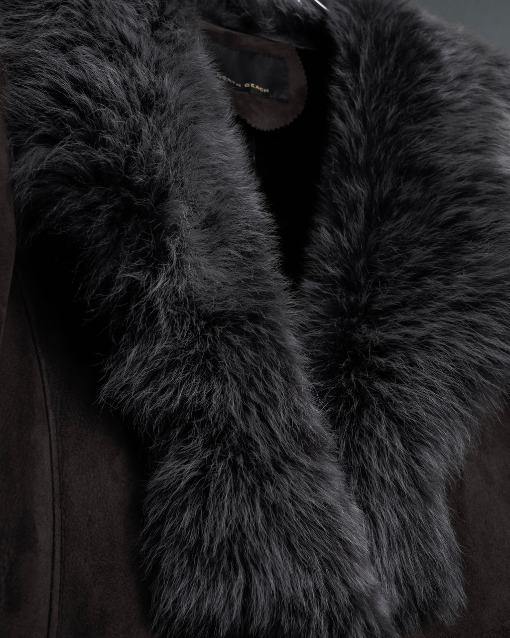 "NORTH BEACH" Smoky lamb fur design suede leather coat