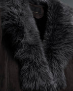 "NORTH BEACH" Smoky lamb fur design suede leather coat