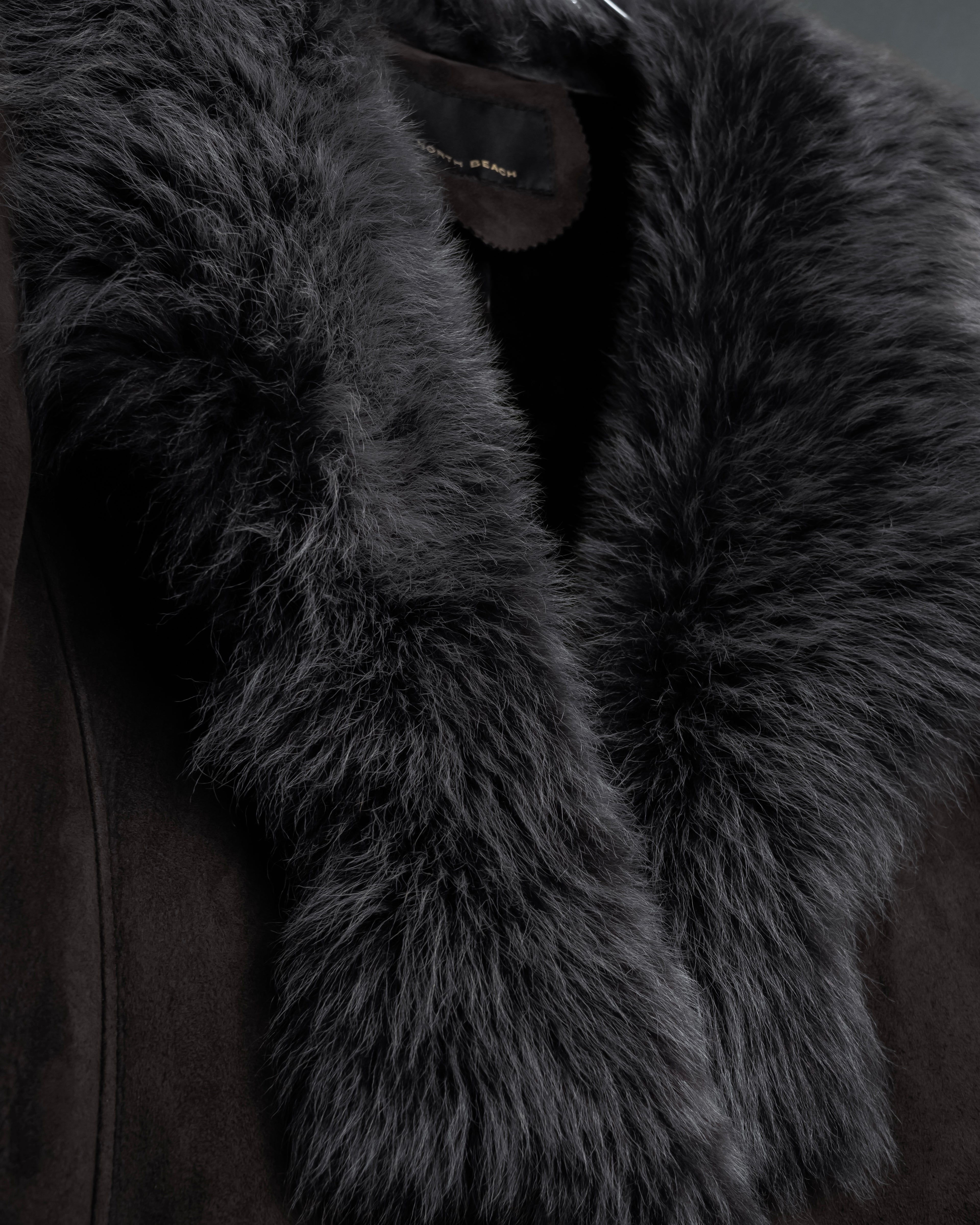 "NORTH BEACH" Smoky lamb fur design suede leather coat