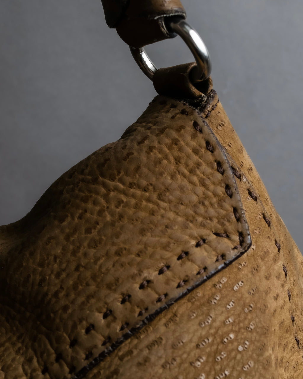 "PRADA" Hook hardware design ostrich leather shoulder bag