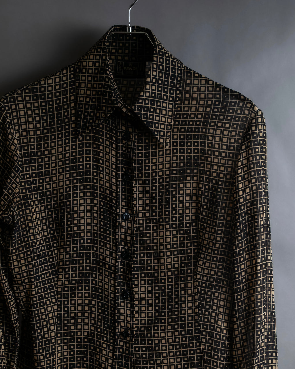 "FENDI" Geometric pattern logo printed shirt