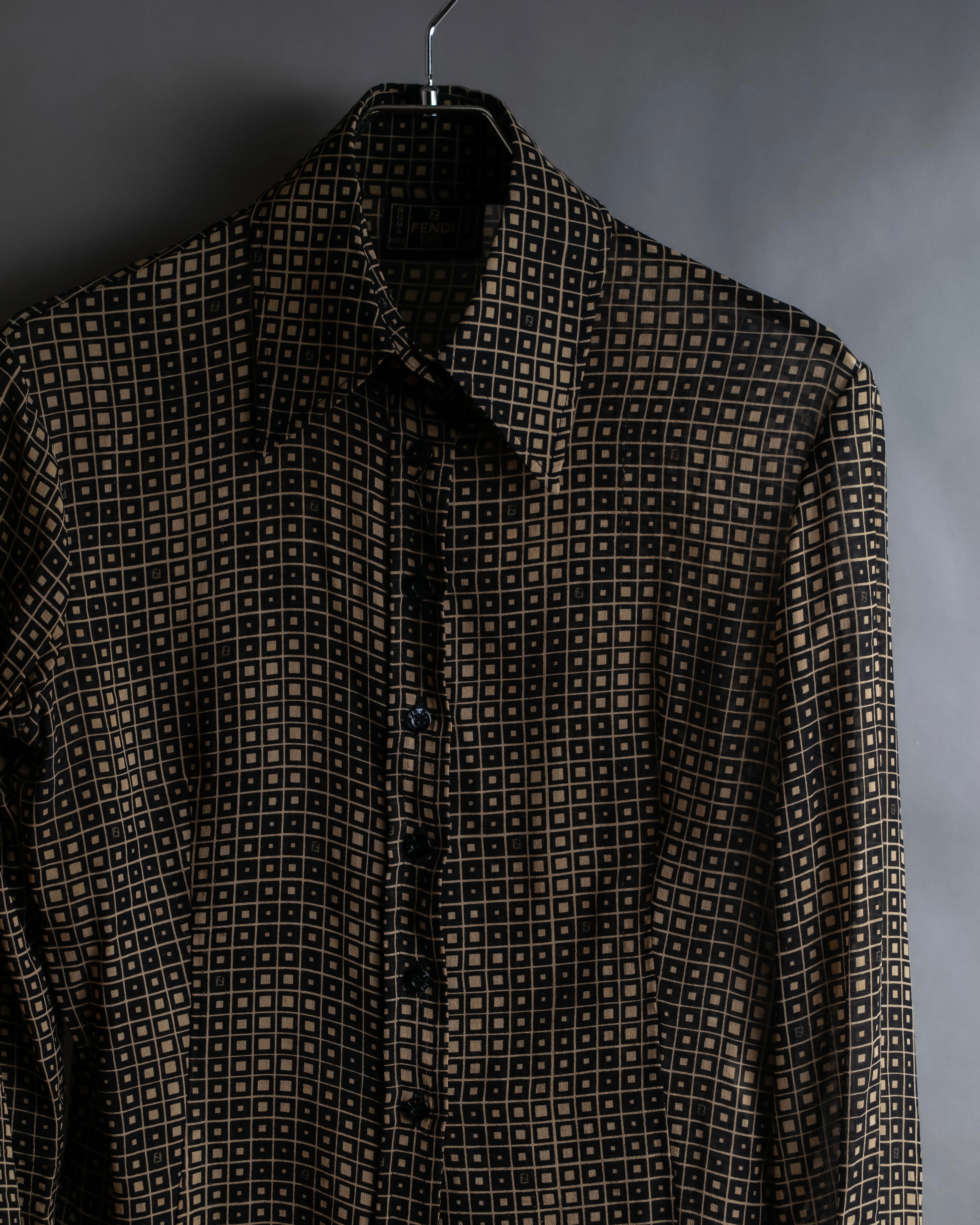 "FENDI" Geometric pattern logo printed shirt