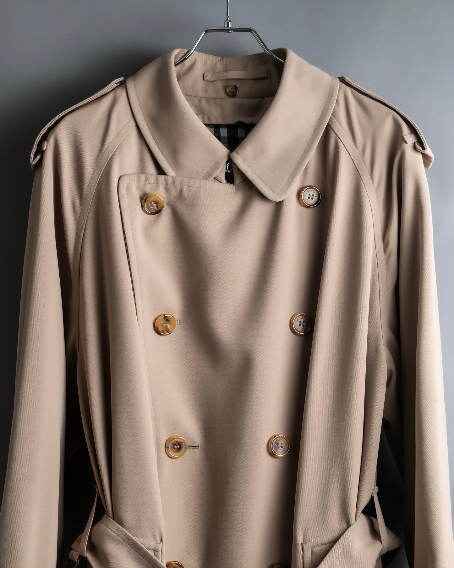 "BURBERRY" Military detail belted maxi length trench coat