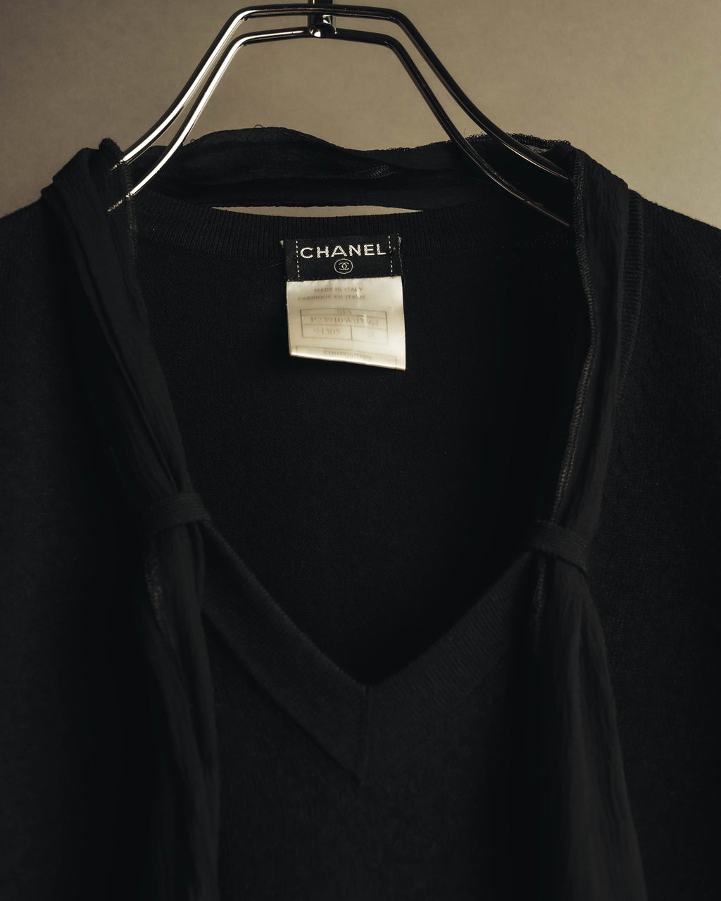 -SPECIAL- "CHANEL" 04AW Sheer bow-tie knit top